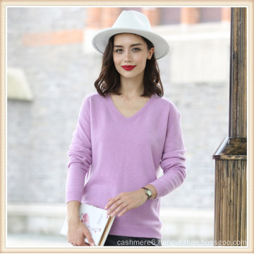 Women′s Fashion Pure Color 100% Cashmere Sweater